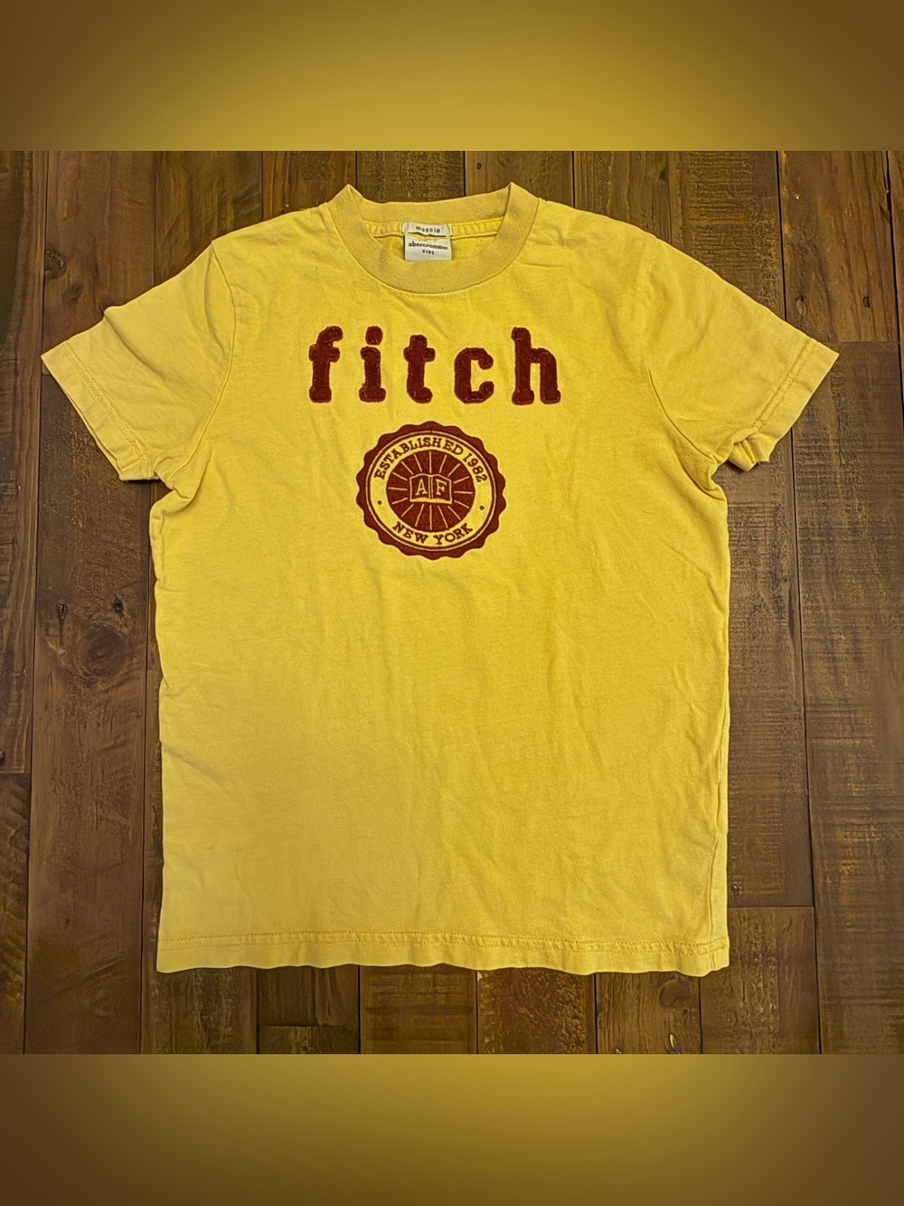 Abercrombie & Fitch Kids Medium Muscle Yellow “Fitch” T-Shirt